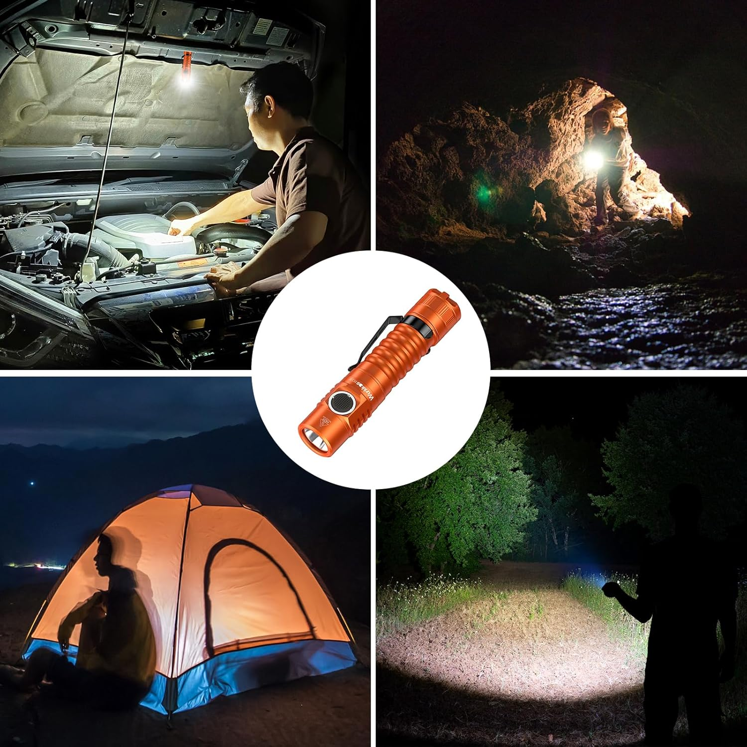 Wurkkos FC11C LED Flashlights Rechargeable -Small Powerful EDC Flashlight 90CRI 1200 High Lumen, IP67 Waterproof,Magnetic Tailcap,155M Beam Distance for Garden Dog Walking Emergency(Orange 5000K)