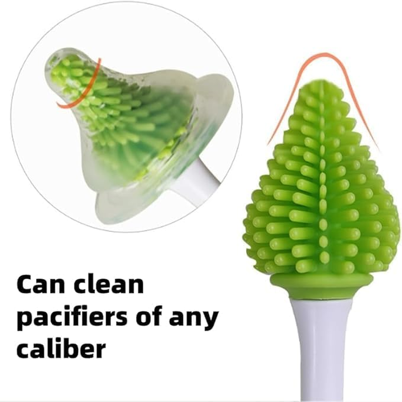 Portable Bottle Brush Set, Baby Bottle Cleaner with Storage Box,Travel Baby Bottle Drying Rack,Lawn Countertop Baby Bottle Drying Rack,Spring Green image number 2