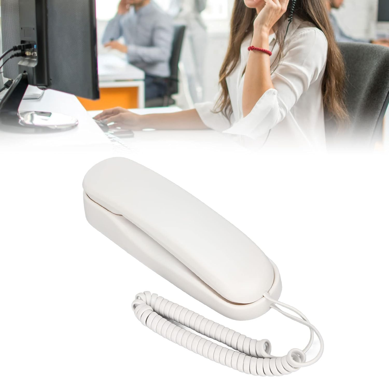 Wall Mounted Home Phone, Corded Telephone, FSK DTMF Dual System, Pausemute Function, Space Saving, Powered by Telephone Line, for Hoteloffice image number 5