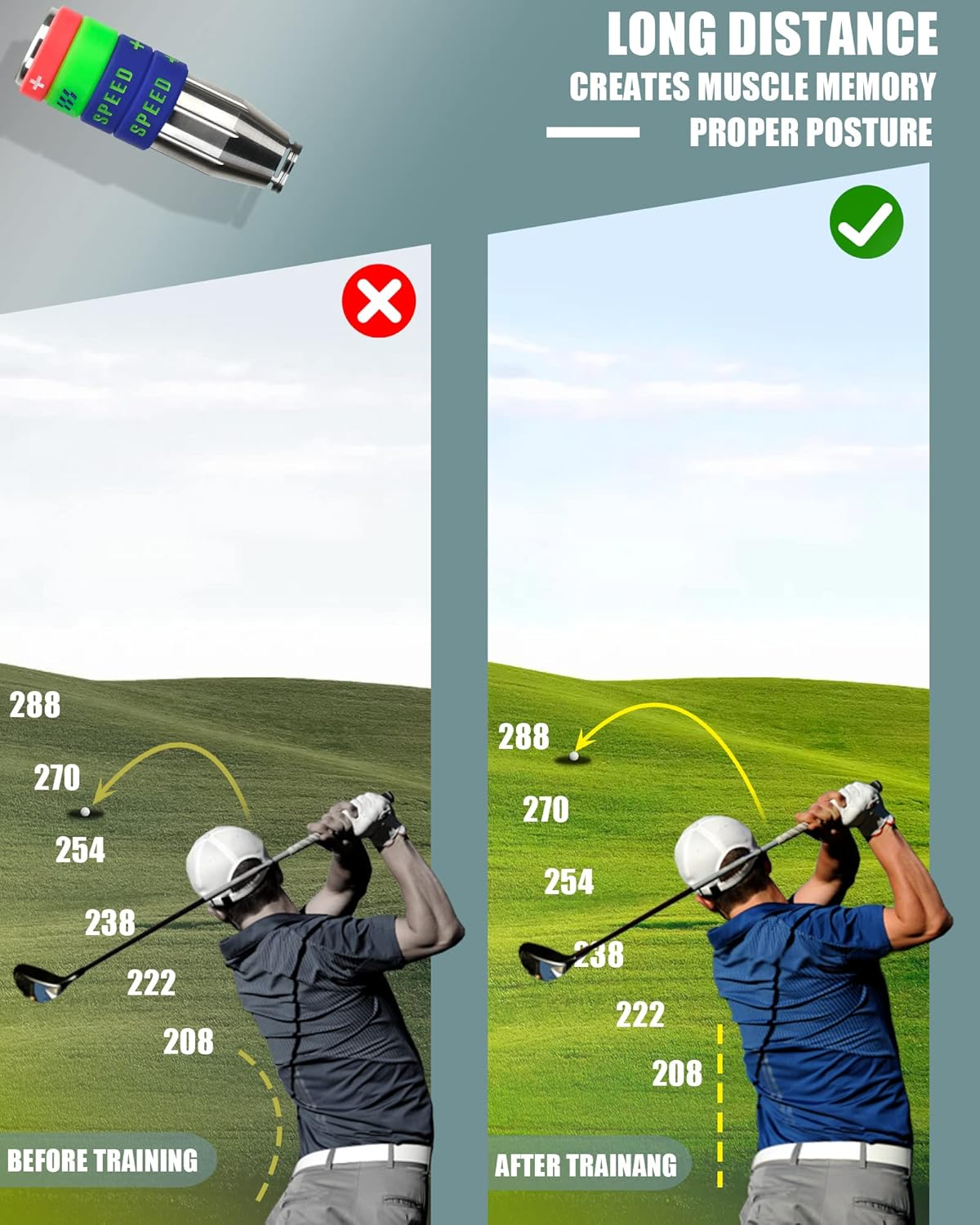 Big Crazy Golf Swing Speed Trainer Adjustable, Golf Training Equipment Three Weight Configuration Options, Golf Tempo Training Aids Connect Your Golf Clubs for Callaway Taylormade Ping Titleist image number 2