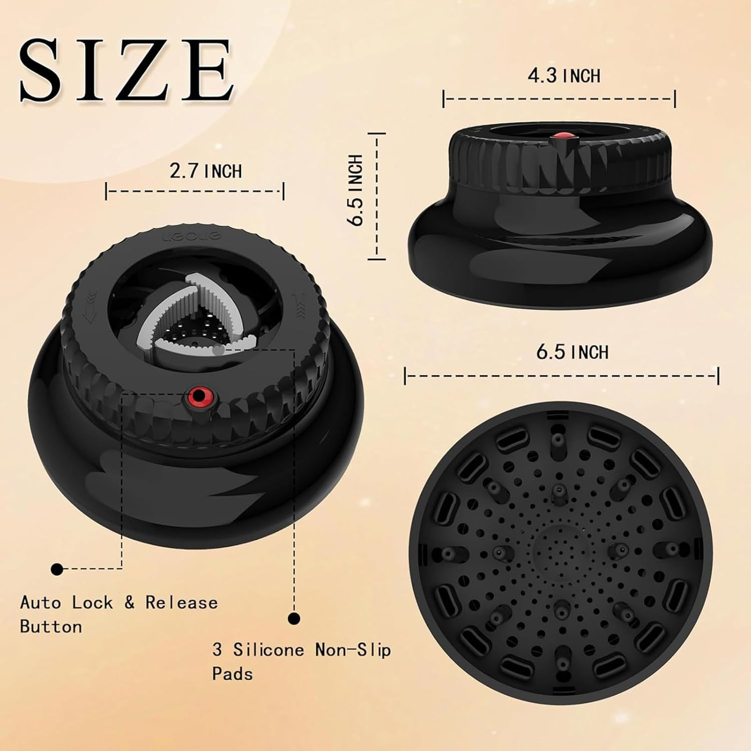 Diffuser Attachment for Hair Dryer, Hair Dryer Diffuser, Beauty Care Supplies for Summer Morning Vacation Spa Travel Night Day Heat Drying Straight Wavy Natural Wave image number 3