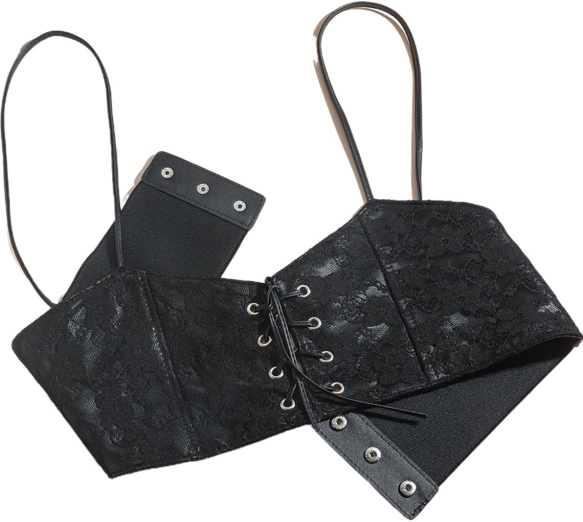 Lace Black Belt Harness Leather Waist Belts Goth Rave Body Harness Accessories for Women image number 4