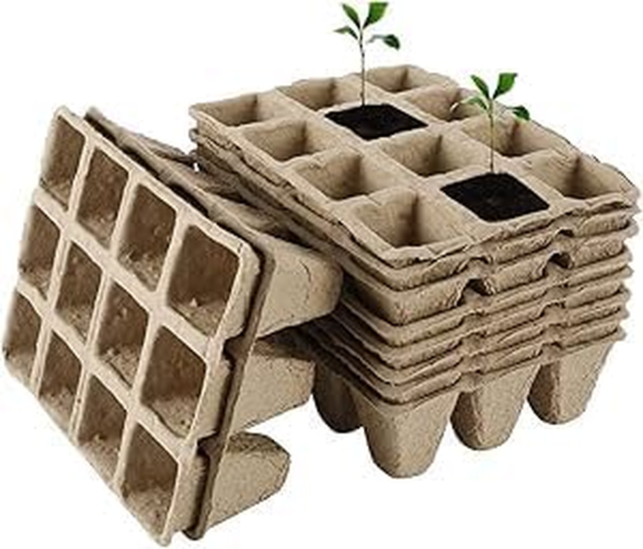 20 Pack Biodegradable Peat Pots 240 Cells Seedling Starter Tray Seed Starting Trays Labels for Tomato Vegetable Flower image number 6