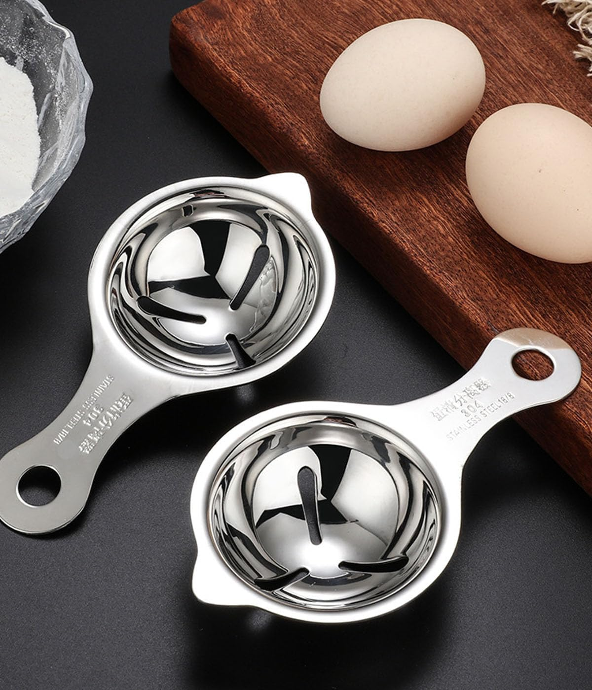 Egg Separator Egg Yolk 2 PCS, Stainless Steel Egg Yolk White Filter image number 1