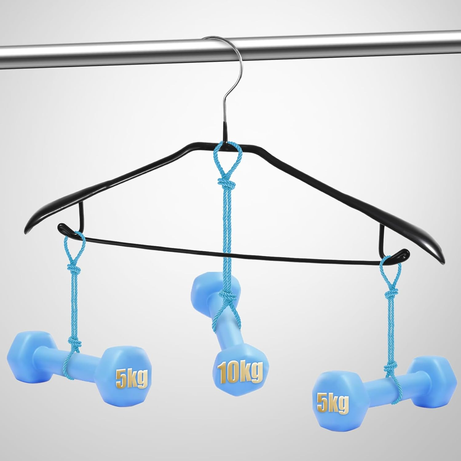 Trrcylp 5 Pack Heavy Duty Metal Suit Hangers Soft Flexible Gloss Grippy Clothes Hanger Wide Shoulder Non Slip Thick Coat Hanger (Black) - White image number 3