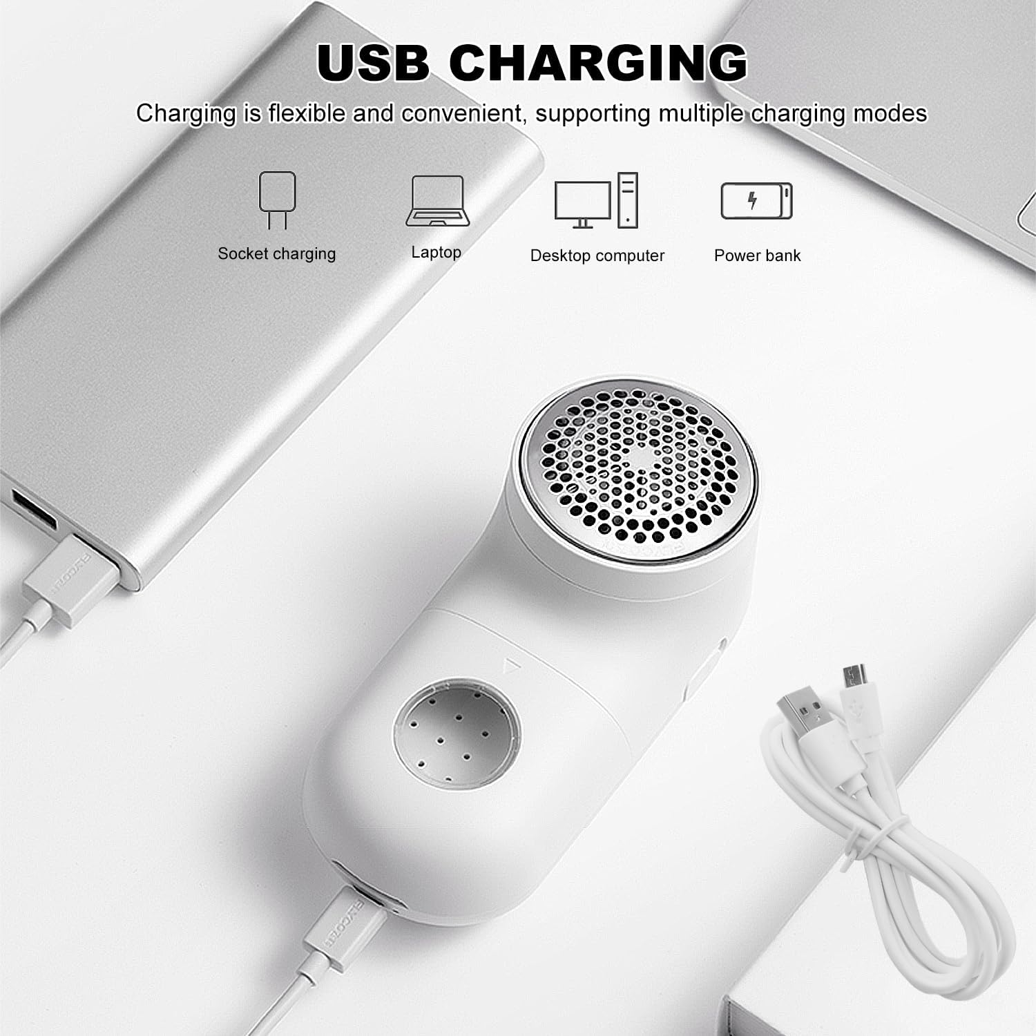 Electric Lint Remover, Fabric Shaver,Portable Lint Sweater Shaver,Usb Charging Fabric Shaver,Cordless Sweater Shaver for Clothes and Furniture(3 Blades Included) image number 5