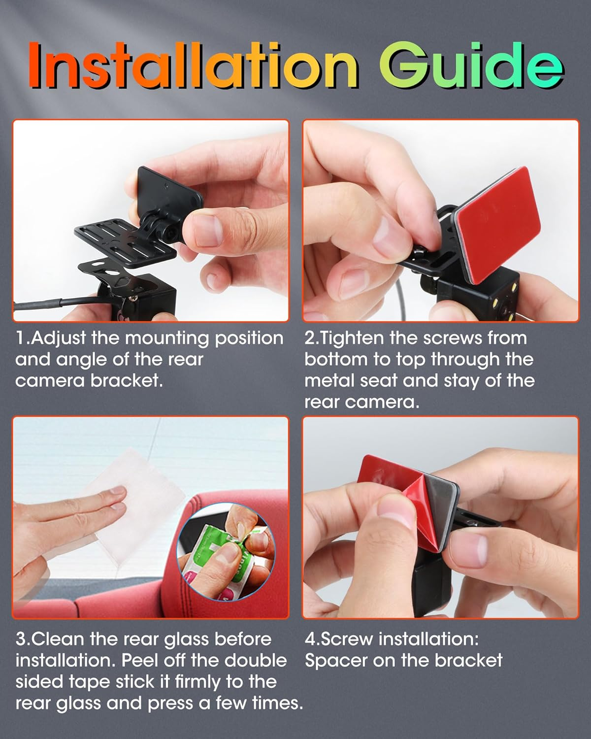 Rear Camera Holder Dash Cam Car Window Bracket Backup Camera Mount 【Strong Adhesive】 180&deg; Adjustment Rearview Camera for SUV, Truck, RV, Auto image number 1