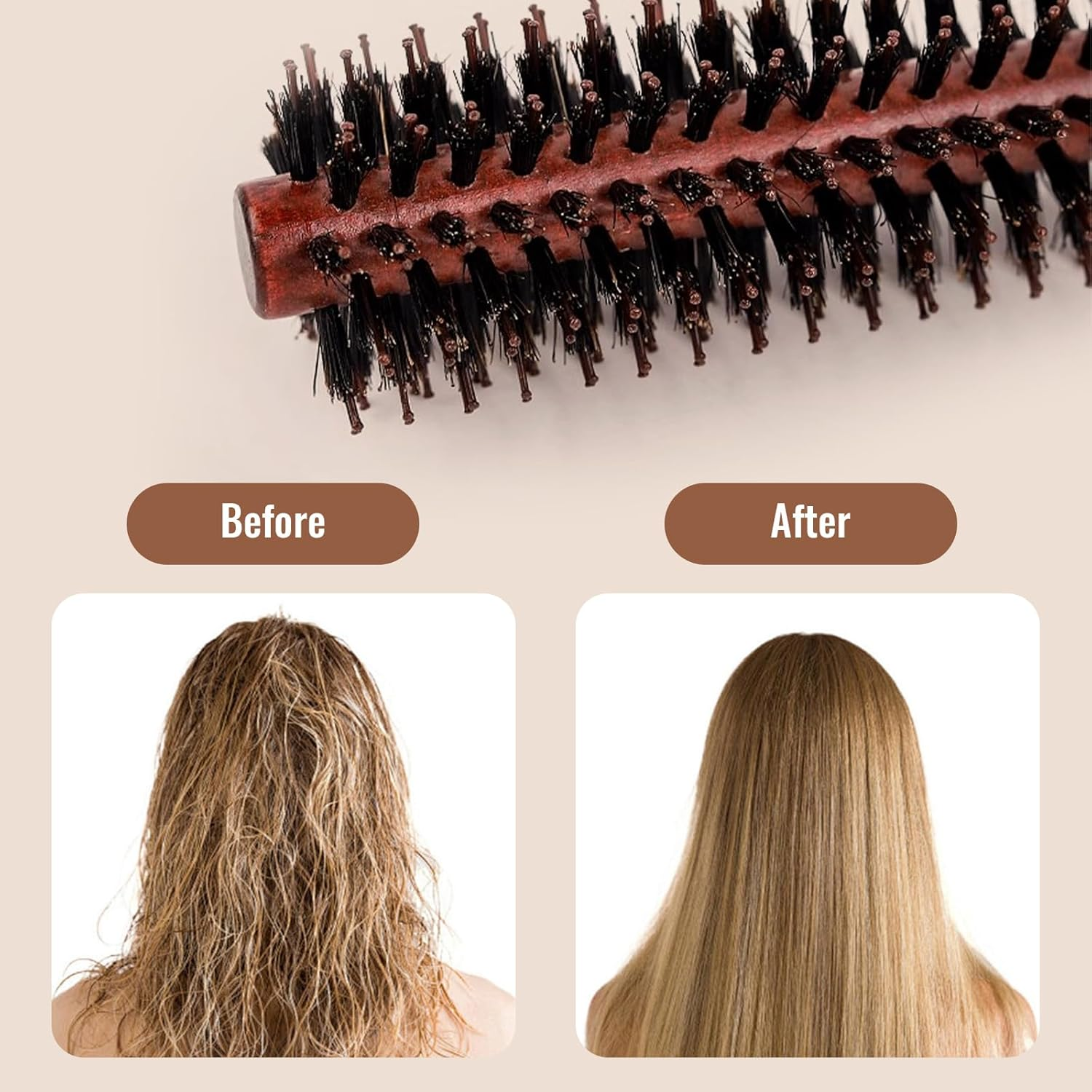 Round Brush for Blow-Drying, Styling Brush with Nylon Bristles, Hair Brush for Short to Medium Hair, Straightening, Curling, Adding Hair Volume and Shine (Large) - Large image number 5