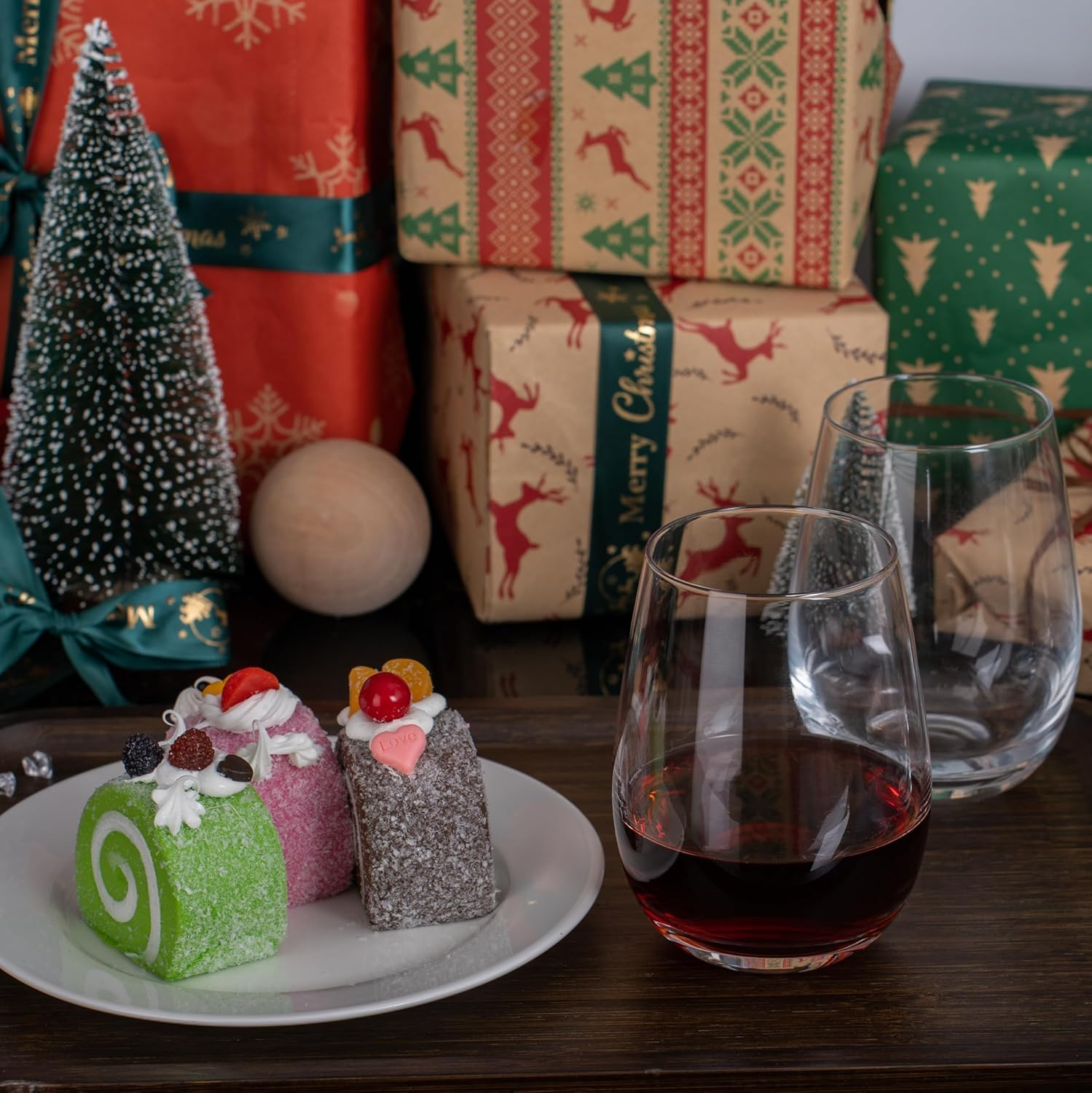 Premium Crystal Stemless Wine Glasses Set of 6, 450 Ml Lead-Free Red or White Wine Glass, Water Juice Glasses, All-Purpose Beverage Cups, Clear Drinking Tumblers in Gift Box, Dishwasher Safe image number 2