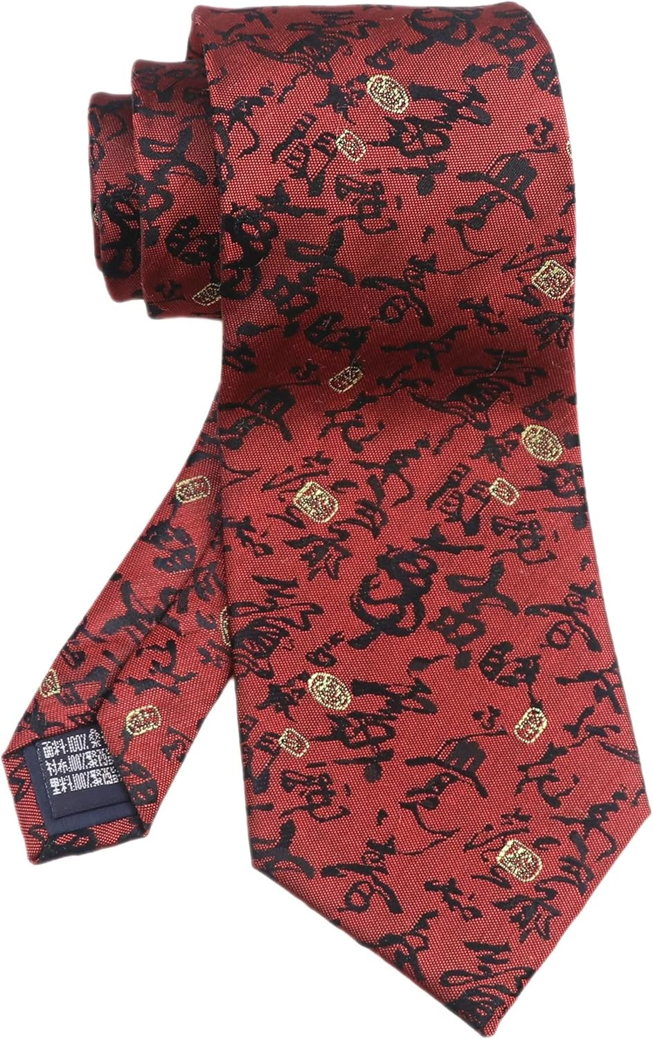 Vizakiss Men'S Silk Tie Dragon Peony Embroidery Woven Wedding Formal Neckties Gift 3.54" - Gloden image number 6