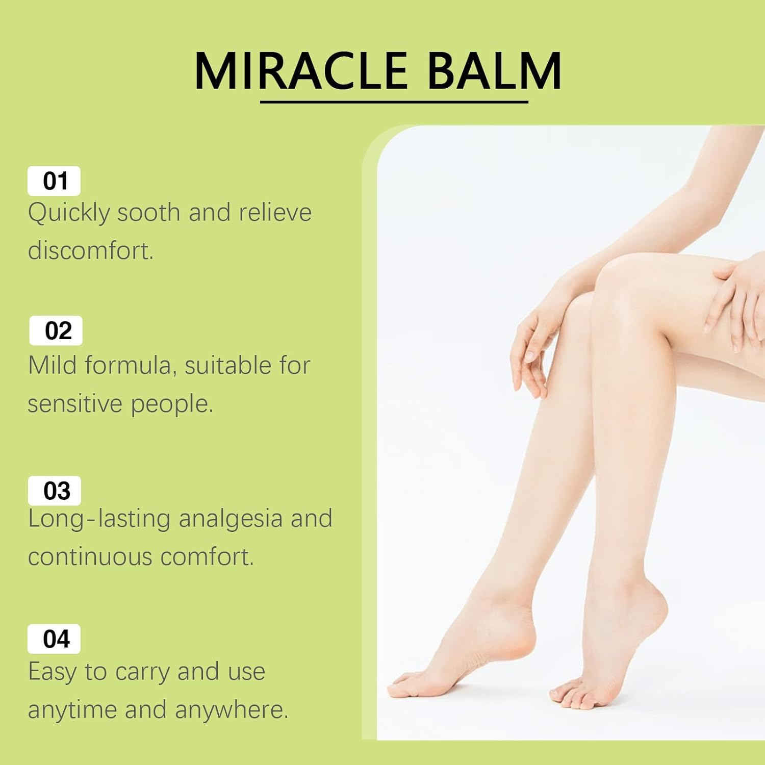 Miracle Balm, Natural Ingredients Soothing Cream for Legs Arms & Back Long Lasting Comfort, Skin Friendly Moisturizing Body Massage Balm for Men Women, Plant Extracts Herbal Cream (6PCS) - 1Pcs image number 2