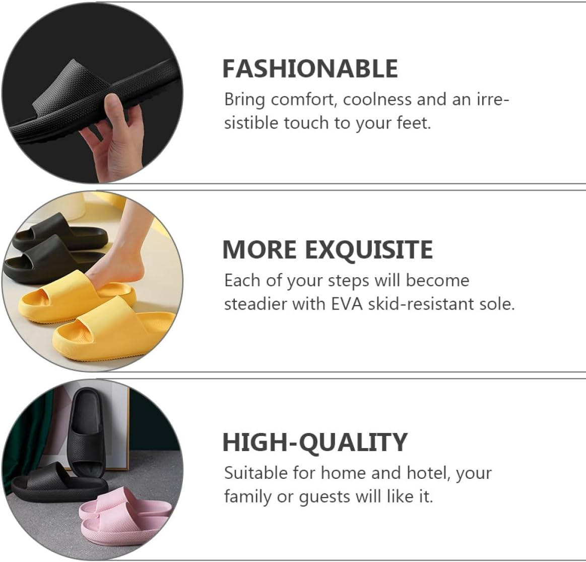 Holibanna Unisex Household Summer Slippers Non-Skid Breathable Indoor Shoes Black Thick Sole Slip-Resistant Footwear for Home Use Size 40-41 image number 2