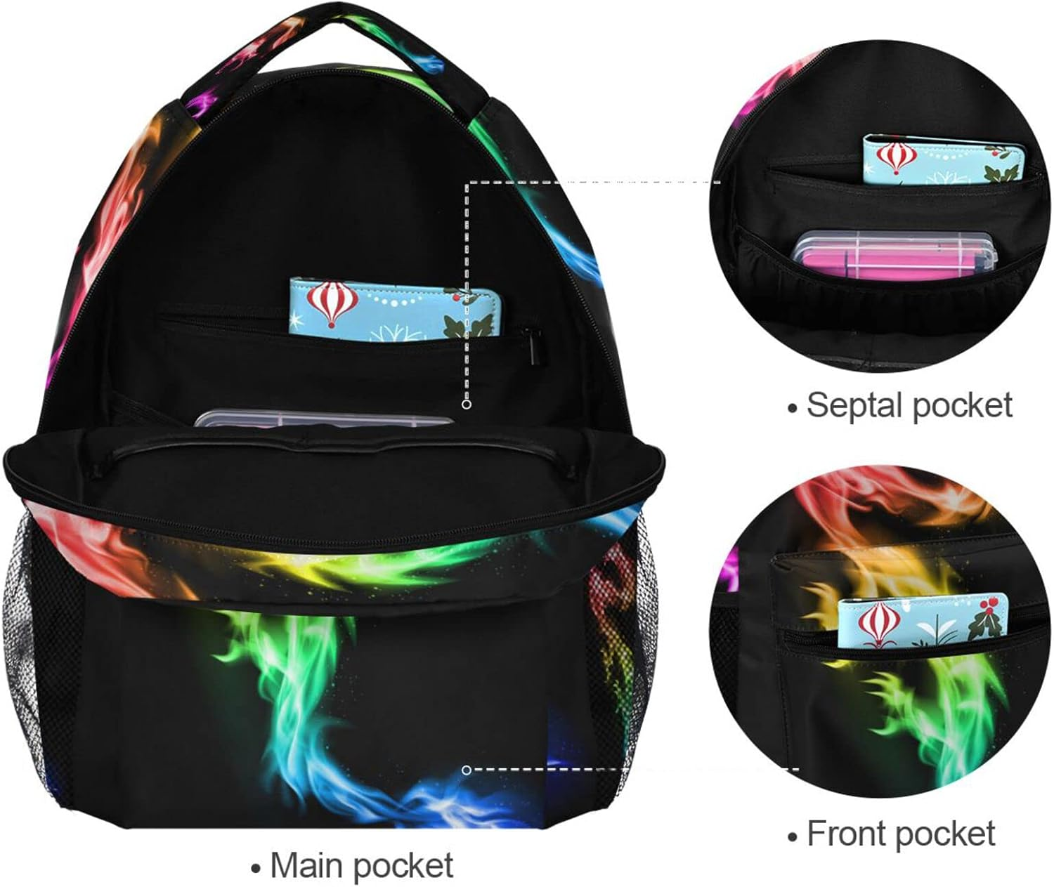 School Backpack Stylish Bookbag for Boys Girls Elementary School Casual Travel Bag Computer Laptop Daypack - Cute Red Panda With Bubble Tea Cartoon image number 4