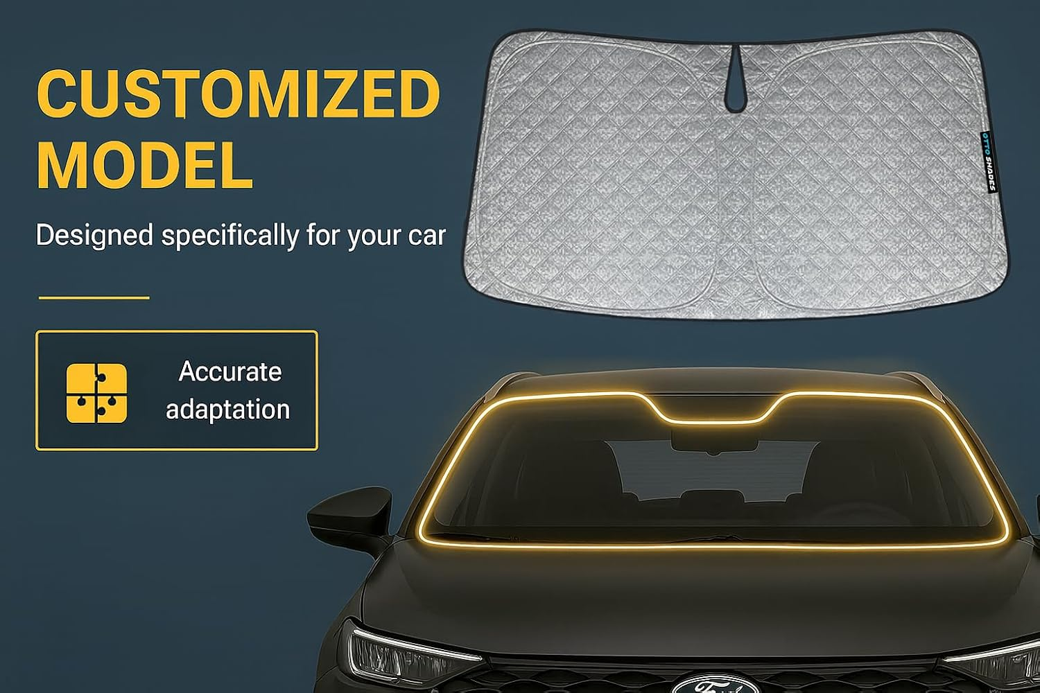 OTTO SHADES Thick Windscreen Sun Shade for BYD Sealion 7 2025, 6-Layer Custom Fit, Maximum UV Protection & Heat Shield | Foldable Front Window Sunshade & Sun Visor