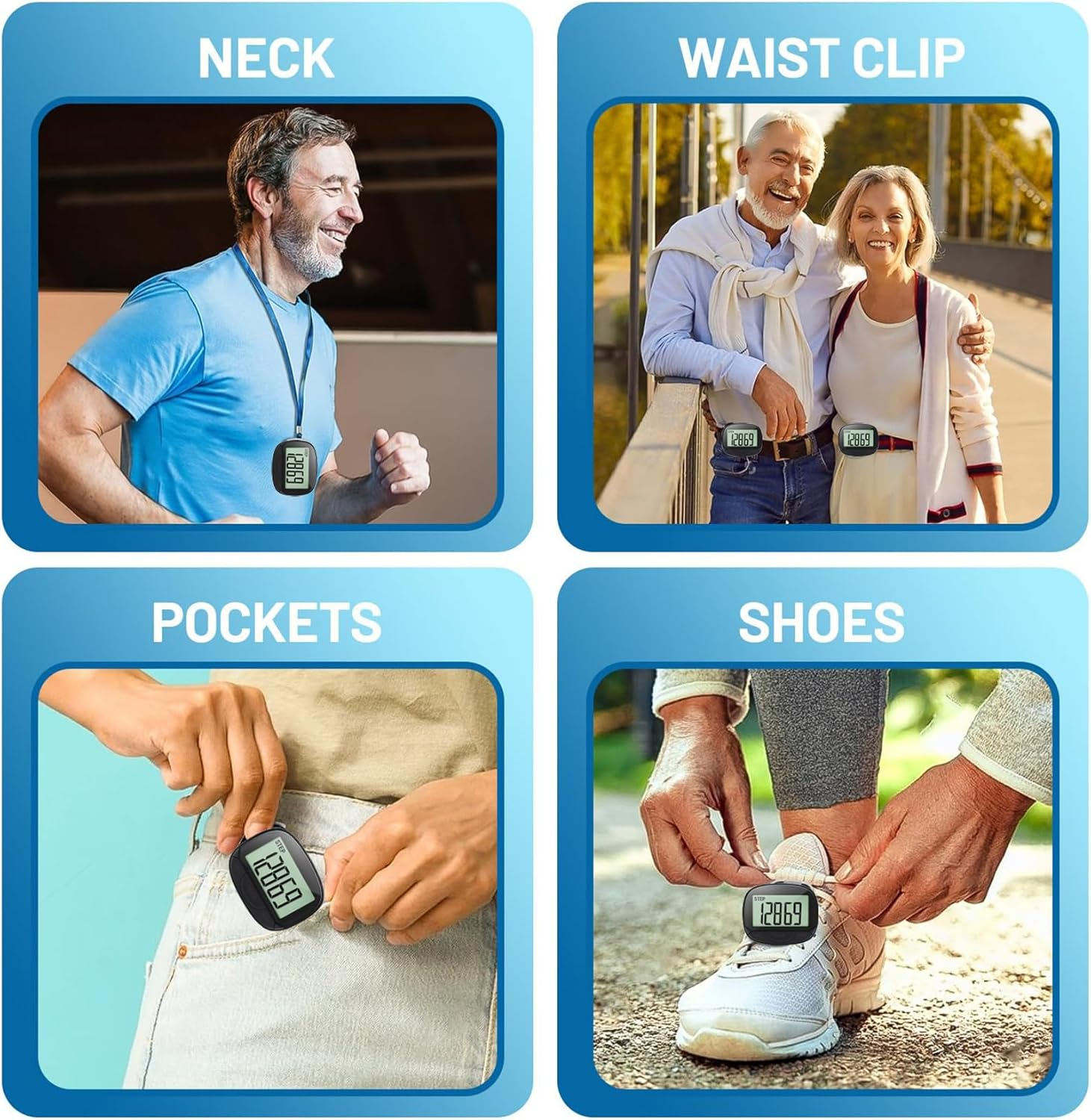 Pedometer for Walking, Large Digital Display and Clip, Pocket Pedometer with Clock, Step Counter for Walking, Accurate Portable and Lightweight Step Counter for Men Women Kids Seniors Dog image number 2