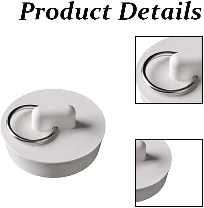 4 Pack Bath Plugs, Rubber Drain Stopper Kitchen Sink Plug with Hanging Ring, Universal Drain Plug Cover for Bathtub Kitchen and Bathroom, 39-41Mm image number 4