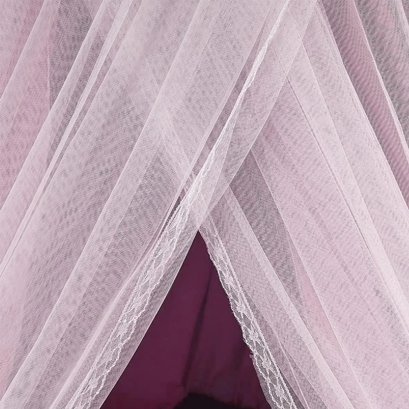 Double Layer Bed Canopy, Elegant Princess round Dome Canopies Netting Large Mesh Bed Curtain Drapes for Kids Adults Children Dreamy Lace Mosquito Nets Bedroom Decoration Castle Play Tent Reading Nook image number 4