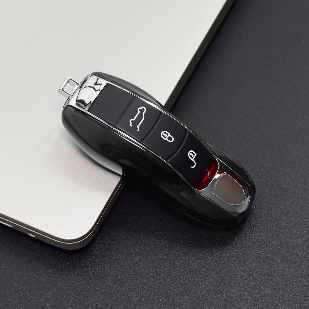 Ontto Key Fob Cover Fit for Porsche Key Shell Replacement Fit for Cayenne 92A Panamera 970 Cayman 981 Carrera 911 991 918 Spyder Macan Key Case Holder Plastic Key Chain Keyring Accessories Black - Black image number 5