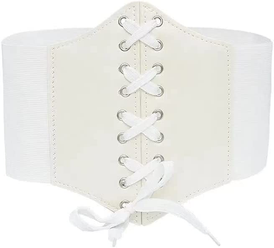 HIGHROCK Women'S Waist Cincher Belts, Slimming Body Shaper Belts Wide Band Elastic Tied Waspie Belt PU Leather Soft