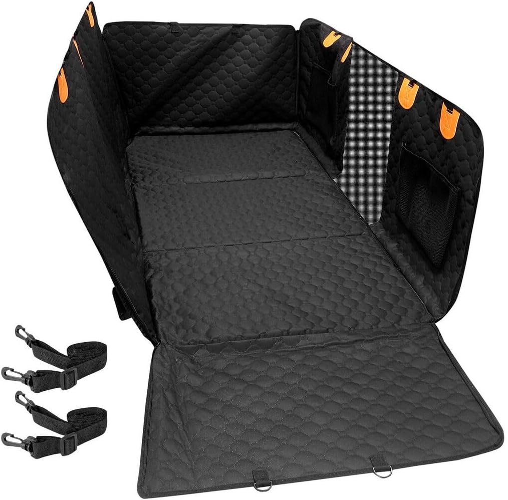AUSWAY Pet Dog Car Seat Cover Cat Hammock Rear Backseat Extender Nonslip Waterproof Protector Mat Booster Travel Carrier for SUV Truck with Mesh Window image number 1