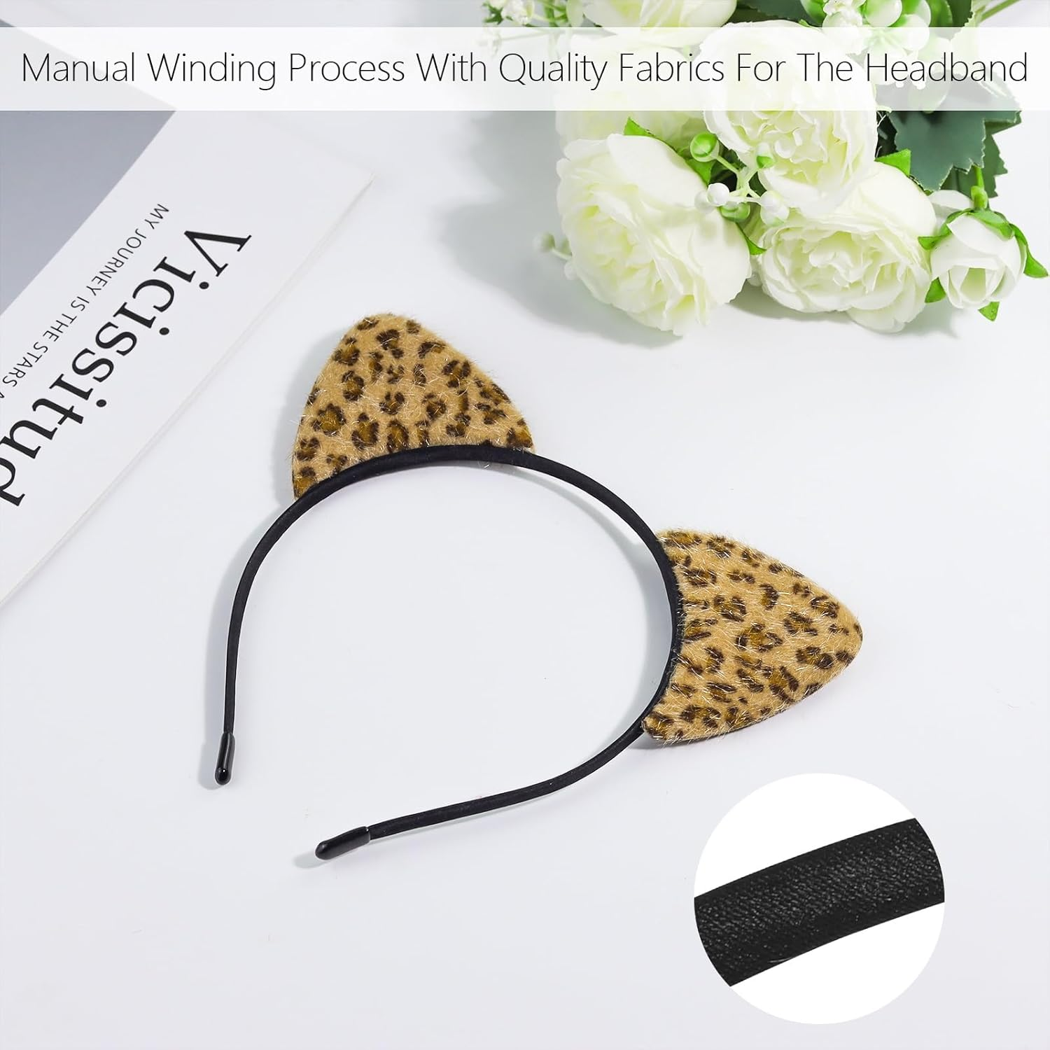 Alonekiss Fluffy Cheetah Leopard Ears Headband - Cheetah Print Ears Cat Cheeta Costume Accessories for Women Adult for Halloween (Gold)