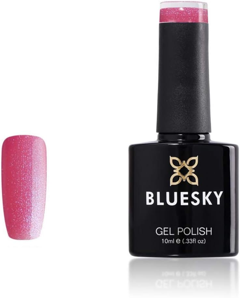 Bluesky Bright Pink Glitter Gel Nail Polish 10 Ml, Pink (Pack of 2)