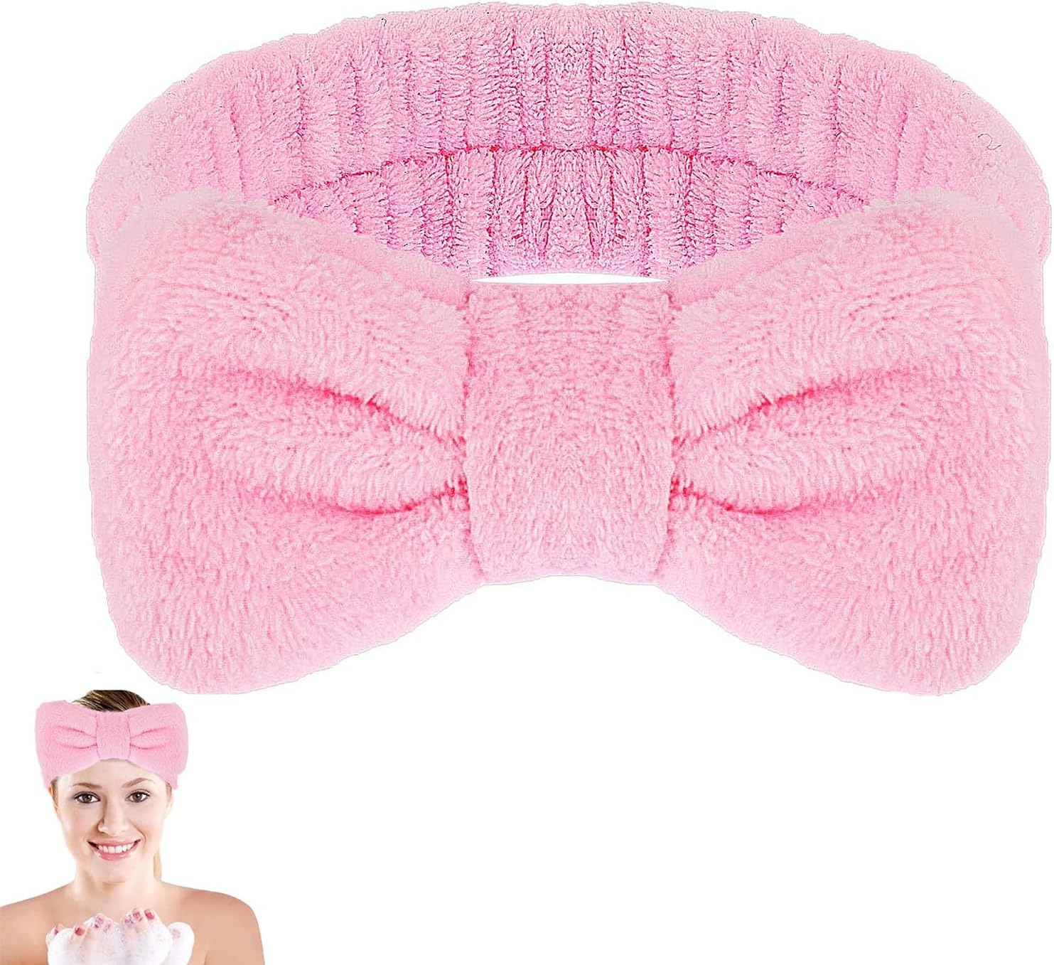 Women'S Cosmetic Hairband, Bowknot Headband for Beauty Skin Care Yoga Sports (Pink) image number 5
