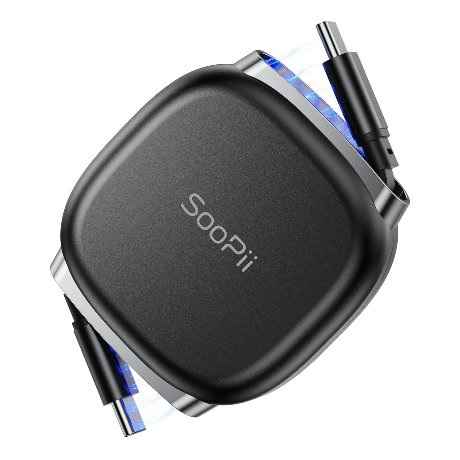 Soopii USB C to USB C Cable, 240W Retractable USB C Fast Charging Cable with Mag Snap Storage, 5-Stage Length Preset Type C Cable for Lphone 16/15 Pro Max, Galaxy S25/24 (Black 3.3FT) image number 1