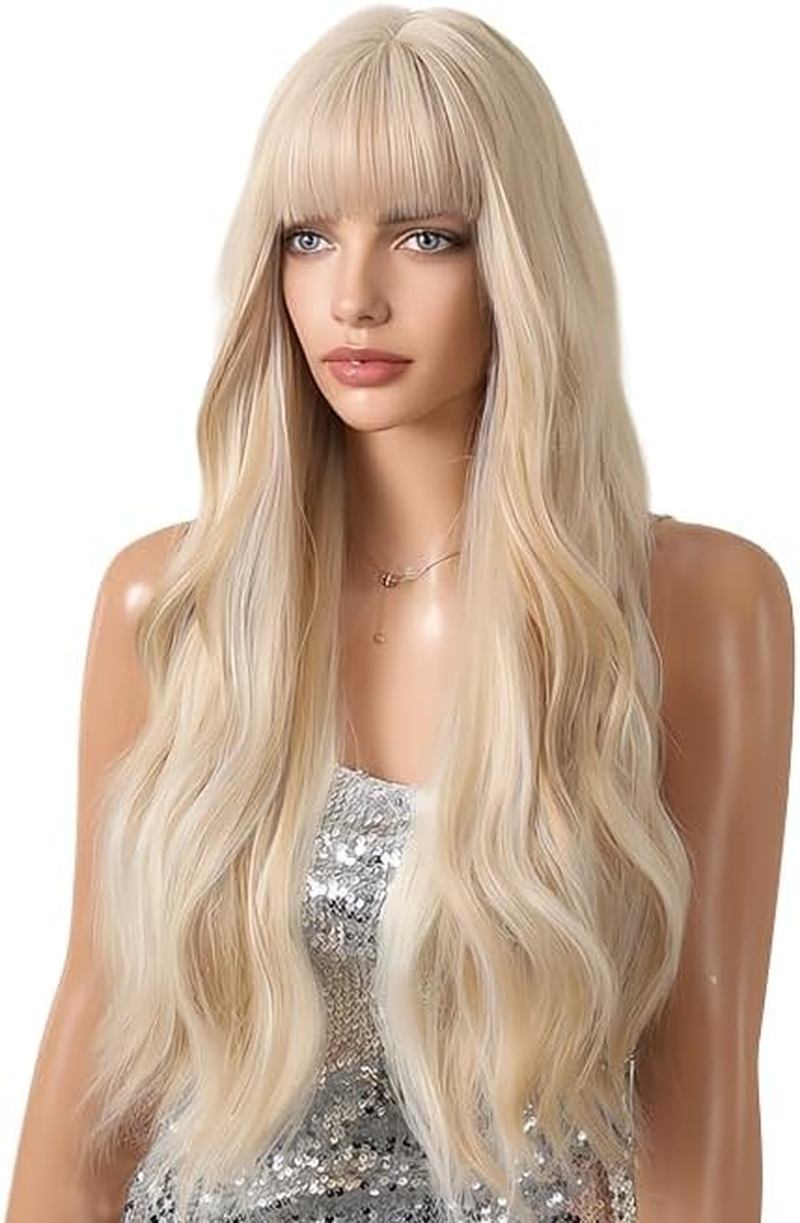 CGVG Women'S Blonde Wig Long Wavy Blonde Wig Women with Fringe Daily Use Party Carnival image number 1