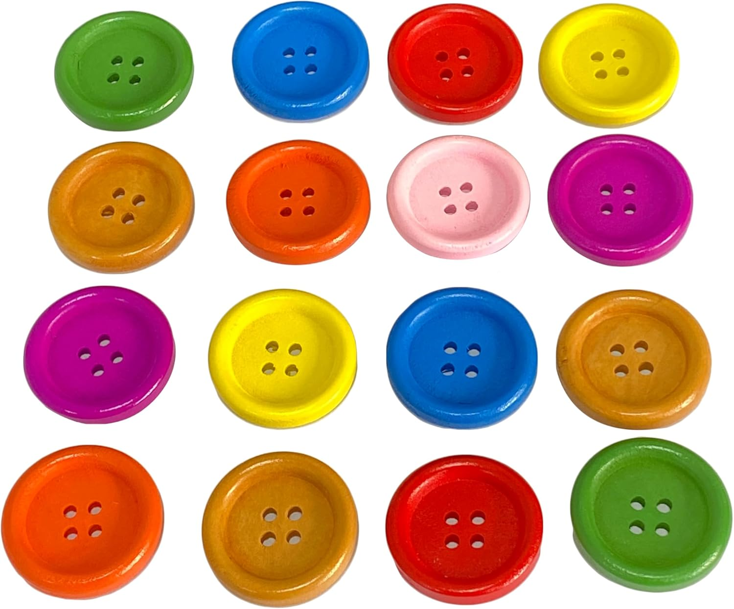 Aoozleny DIY Handmade Wooden Clothing Sewing Button - Solid Color 4Holes Sewing Button for Making Sweater Shirt/Diy Socks, Pack of 100, Multi-Color, 1"(25Mm) image number 1