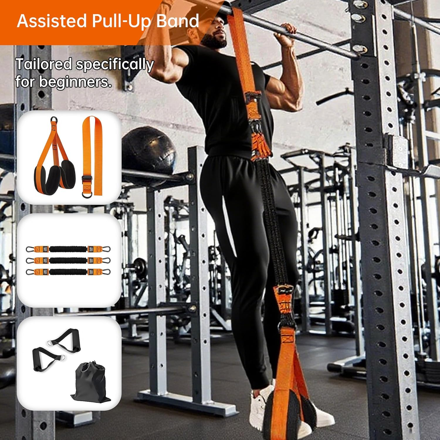 Pull up Assistance Bands Heavy Duty for Doorway - Adjustable Resistance Bands with Handles, No Screw Home Gym Equipment for Beginners & Advanced