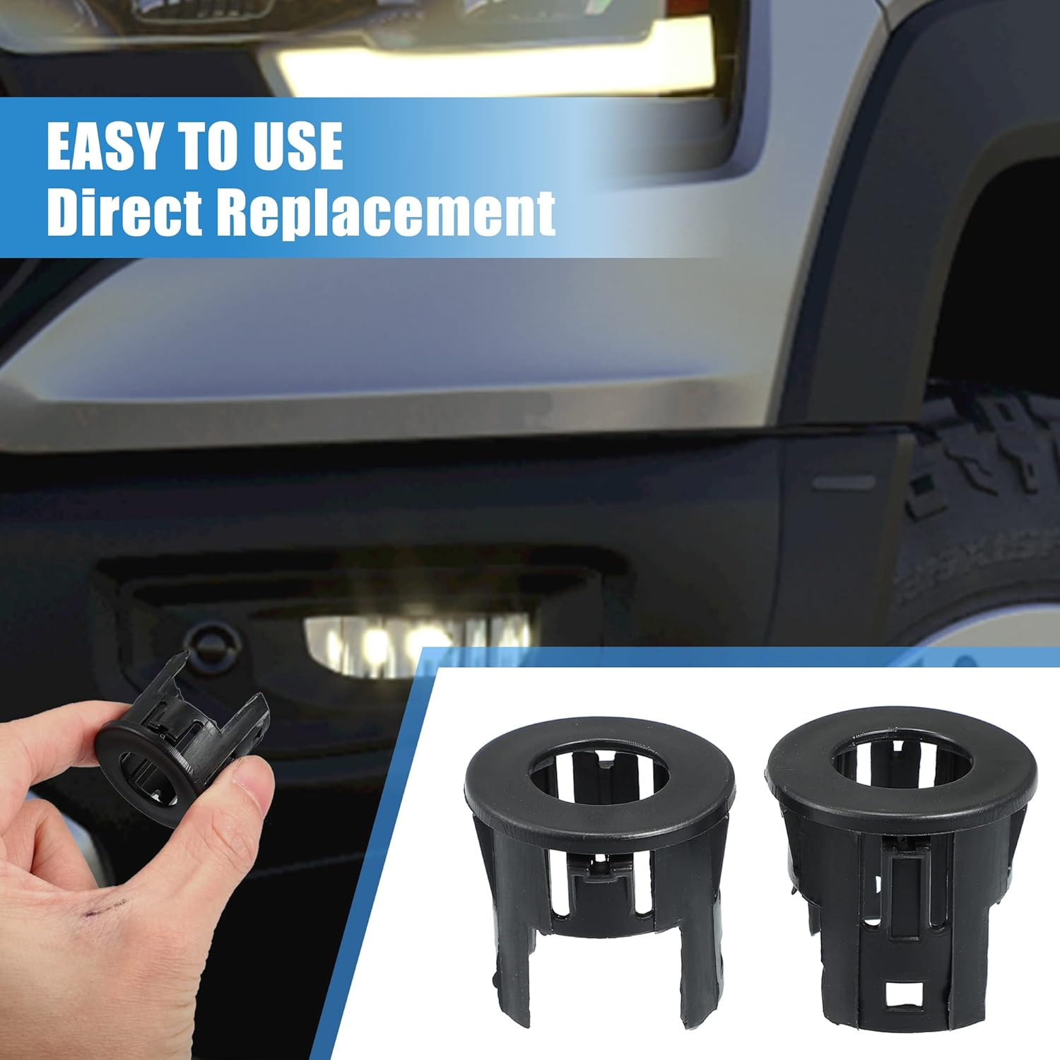 X AUTOHAUX 4PCS Parking Assist Sensor Bezels for Front or Rear Bumper for Dodge for Ram 1500 14-18/Backup Parking Aid Sensor Retainer Bracket for Ram 1500 Classic 19-21 Replace 5LS52TZZAA