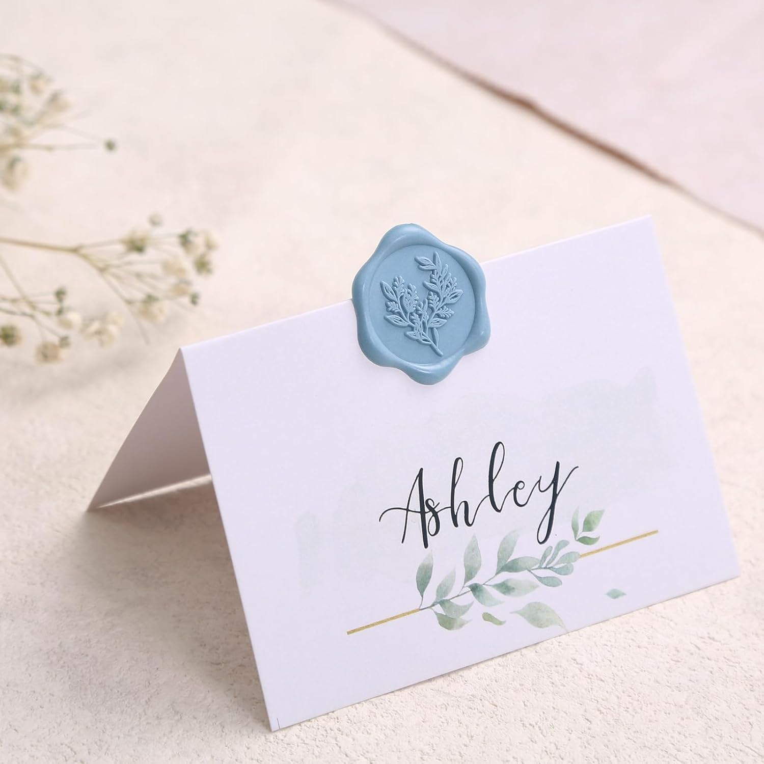 50Pcs Wax Seal Stickers, Blue Eucalyptus Envelope Seal Stickers, Self-Adhesive Light Stickers, Perfect for Wedding Party Birthday Invitation Christmas Wrapping Greeting Cards (Blue) image number 2