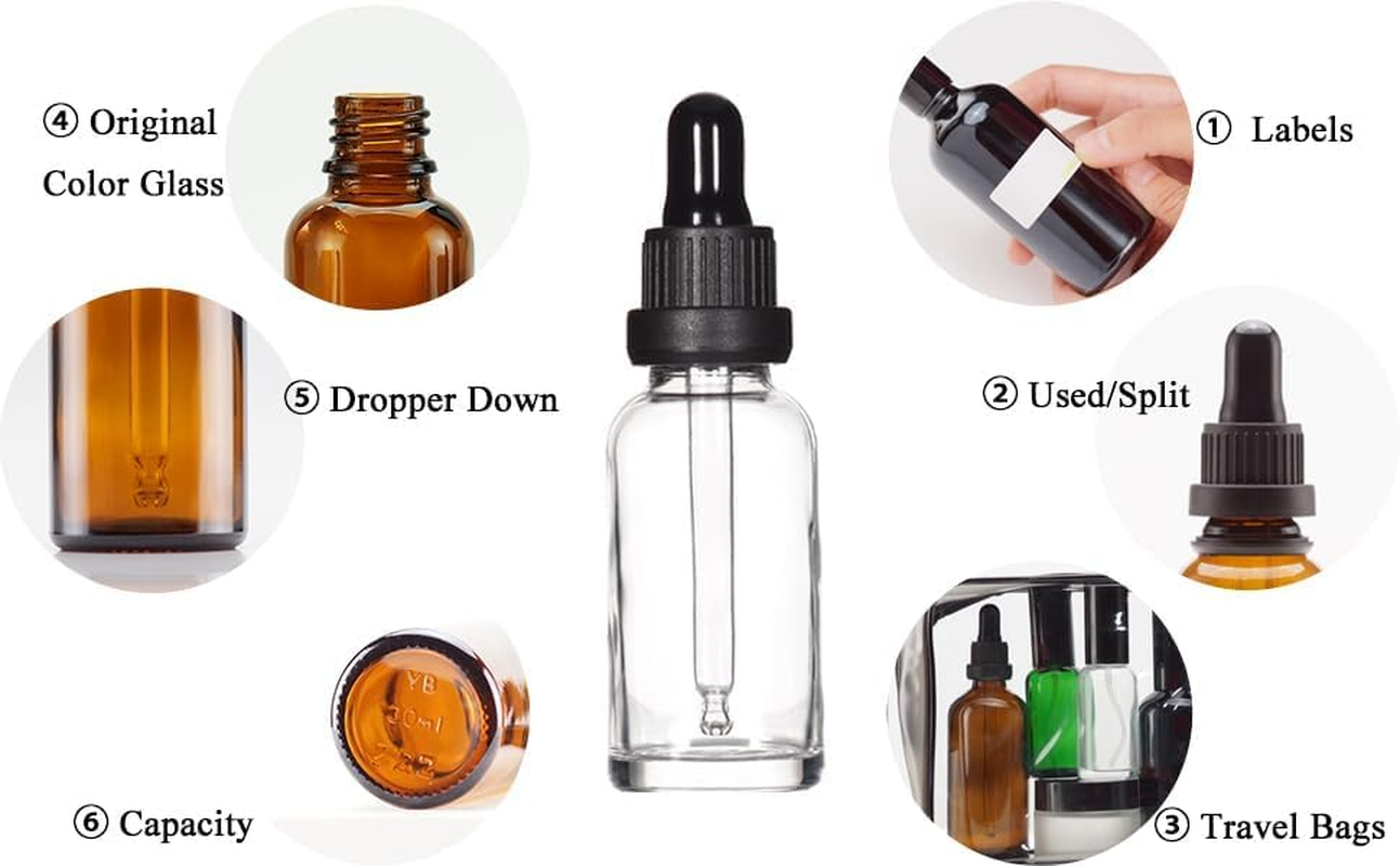Winerstony Pipette Bottle 30 Ml Clear Apothecary Bottle with Pipette Glass for Essential Oil, Aromatherapy, Massage, Fragrances, Laboratory, Cosmetics, Travel - 6 Pieces image number 4