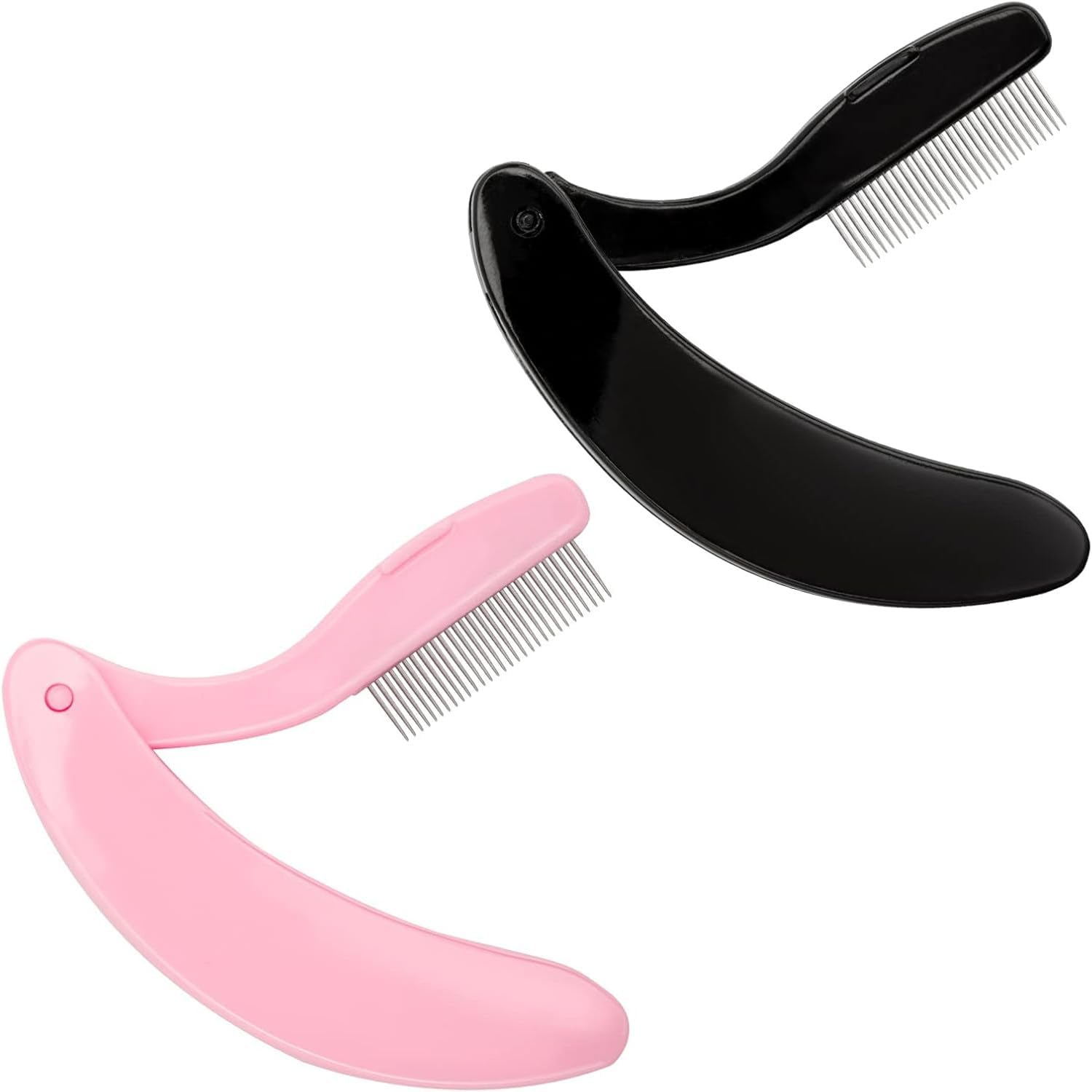 2 Pack Folding Eyelash Comb Lash Separator Tool, Black Eyebrow Comb Metal Teeth Eyelash Brush Tool for Lash Brow Makeup Beauty Tools image number 6