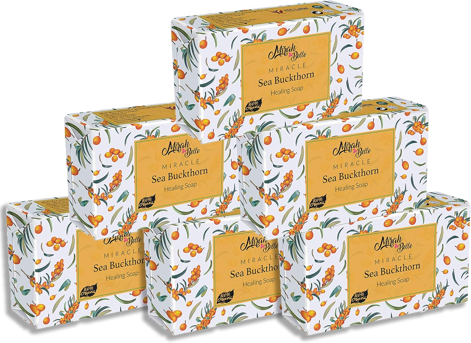 Mirah Belle - Organic Sea Buckthorn Soap Bar - (Pack of 6-125 Gm) - Dry Skin - Handmade, Natural, Vegan and Cruelty Free - 750 Gm image number 2