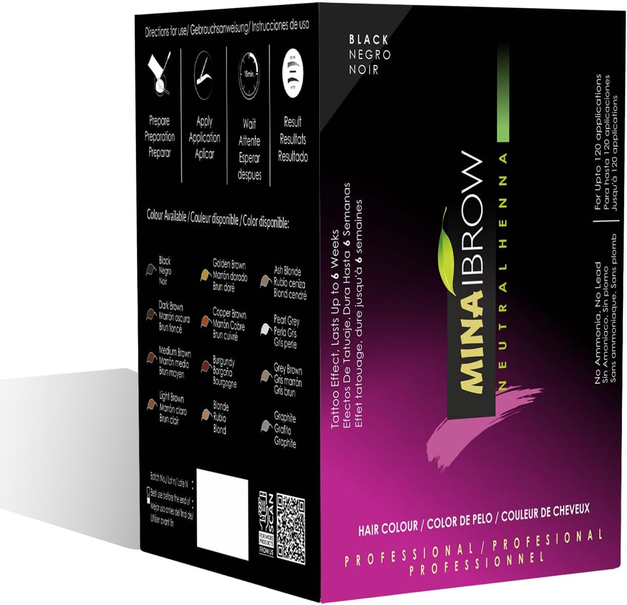 Mina Ibrow Henna Hair Color Refill Pack Medium Brown|Natural Spot Coloring and Professional Hair Tinting Powder, Water and Smudge Proof | No Ammonia, No Lead with 100% Gray Converge