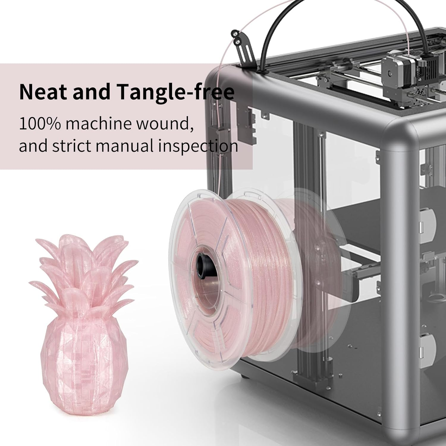 IEMAI Clear PLA Filament 1.75Mm 1Kg, Glitter Transparent PLA Cherry Blossom Pink 3D Printer Filament, Dimensional Accuracy +/- 0.02 Mm image number 1