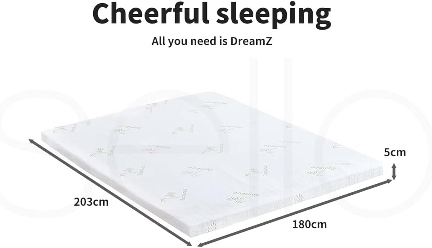Dreamz 5Cm Thickness Cool Gel Memory Foam Mattress Topper Bamboo Fabric King image number 6