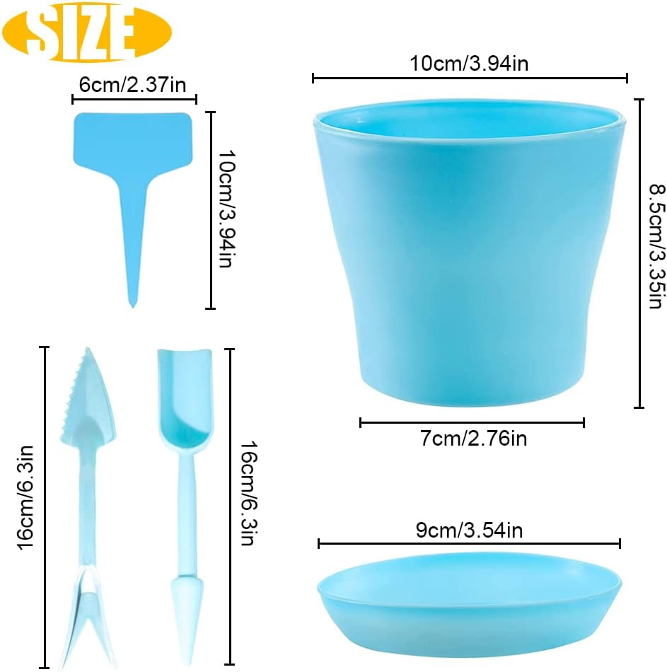 36Pcs 4 Inch Plastic Plant Pot Set, FHDUSRYO 16 Small Flower Pots with Saucers, Thickened Seedlings Nursery Pots with 18 Label 2 Tool, Colorful Flower Plant Container Seed Starting Pot for Home Garden