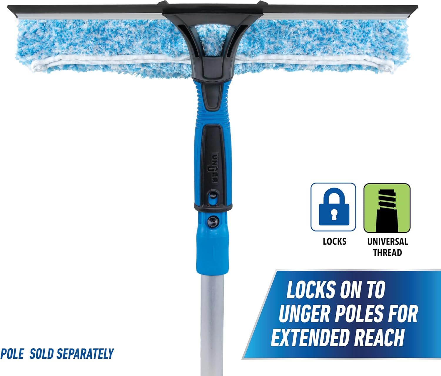 Unger Professional 2-In-1 Squeegee & Scrubber - 14&rdquo; Window Cleaning Tool &ndash; Cleaning Supplies, Squeegee for Window Cleaning, Commercial & Residential Use, Reusable Microfiber Sleeve