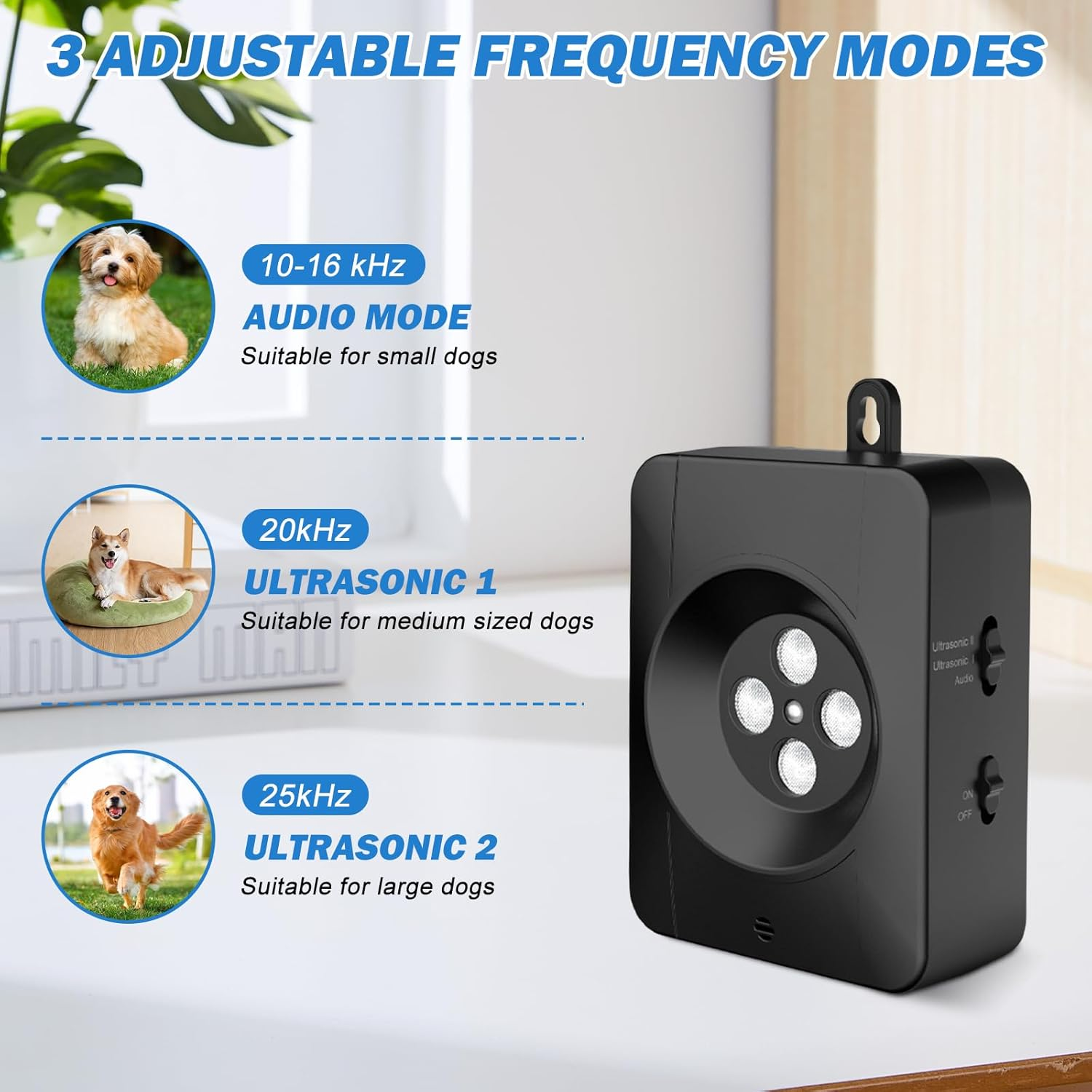 Anti-Bark for Dogs, anti Bark Device Dogs, 3 Levels Ultrasonic anti Bell Device, Pet Ultrasonic Dog Deterrent, Safe & Effective Dog Barking Deterrent, Outdoor Use for Large, Medium, Small Dogs image number 5