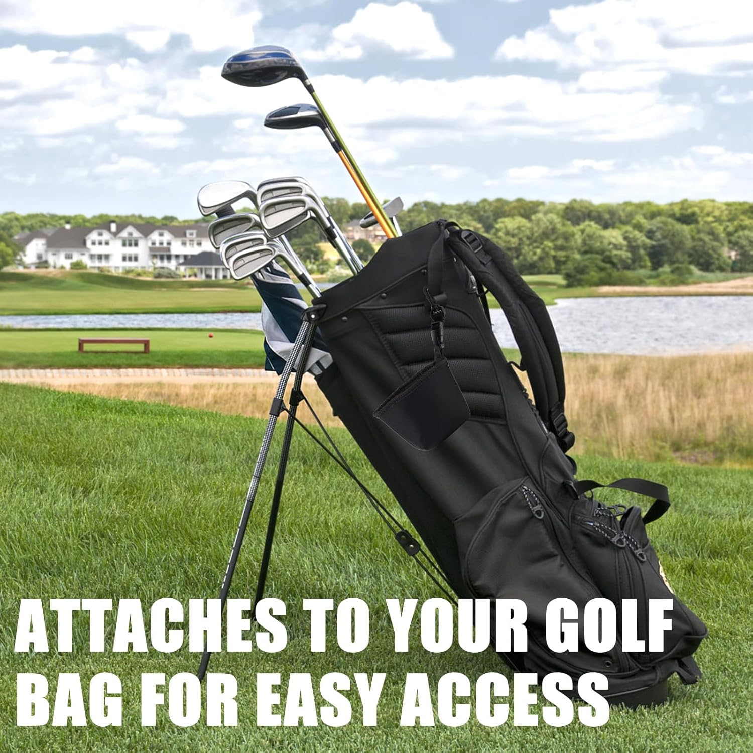 Lyreh Golf Cleaning Bag, Portable Waterproof Liner Golf Club and Ball Cleaner with Detachable Clip Outdoor Sport Accessories for Golfers (Black) image number 6