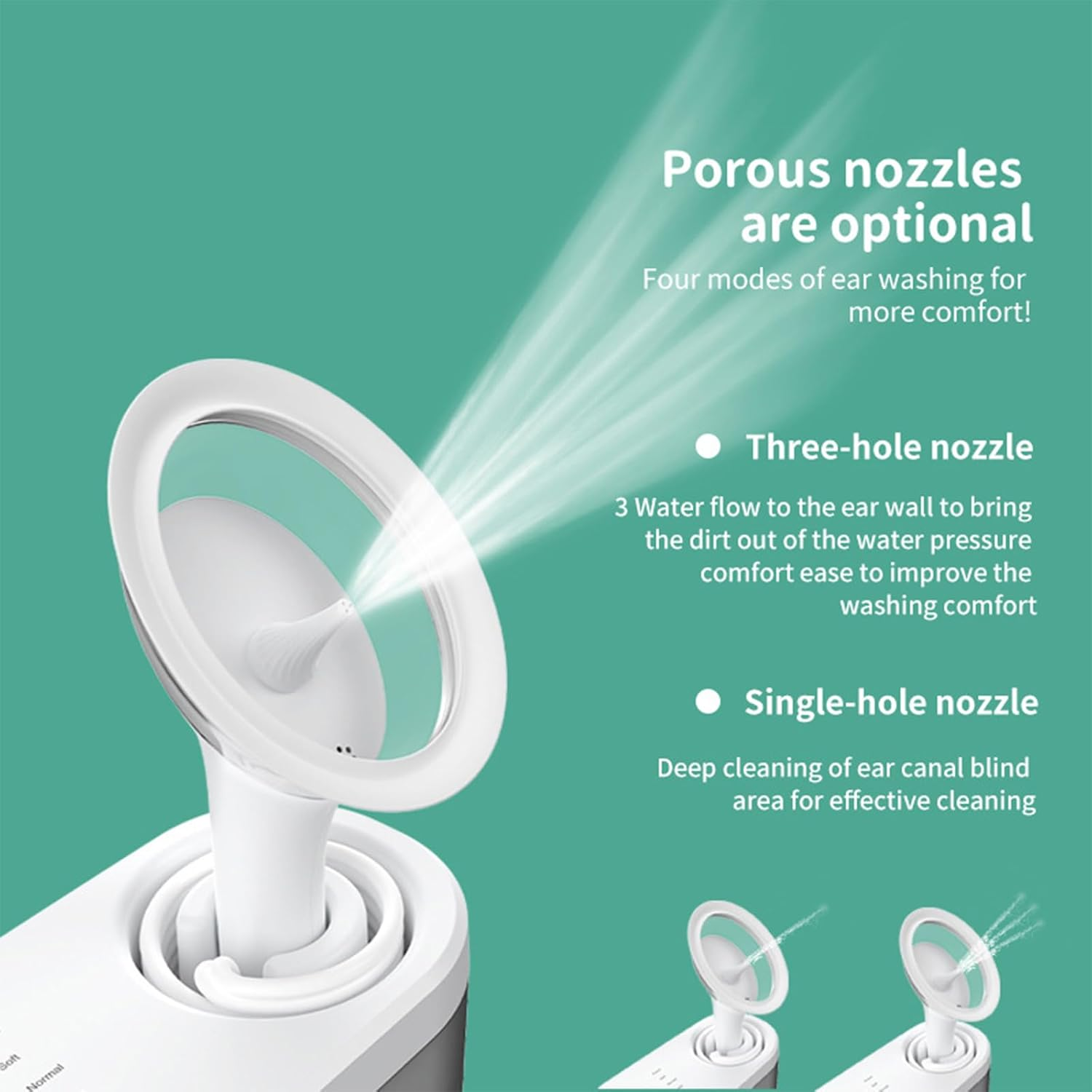 Oolong Water Powered Ear Cleaner for Adults & Kids | Rechargeable Earwax Remover with 10 Bpa-Free Tips, 4 Pressure Modes & Auto-Drain Tank, Triple Spray Design image number 1