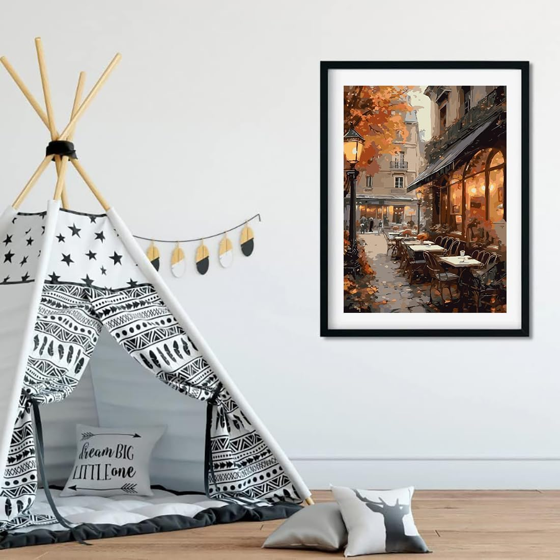 Paint by Number for Adults. Cafe DIY Acrylic Painting Kit for Adults Beginner &ndash; 16&rdquo; X 20&rdquo;With 3 Brushes and Bright Colors image number 3