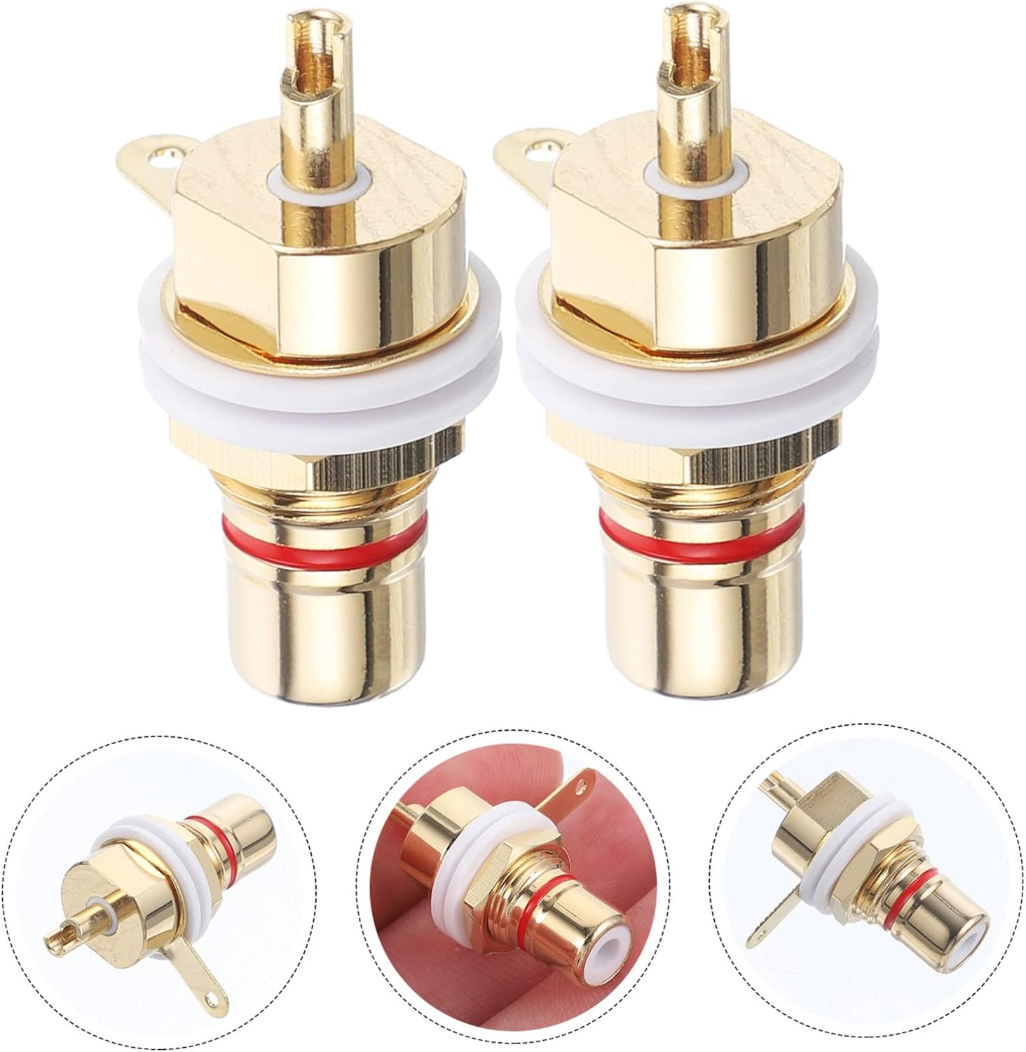 Bestonzon 2Pcs Pure Copper Female Socket Adapters Stepped Design Chassis Panel Mount Connectors for Stable Hi-Fi Audio Transmission and Secure Home Theater Installation image number 2