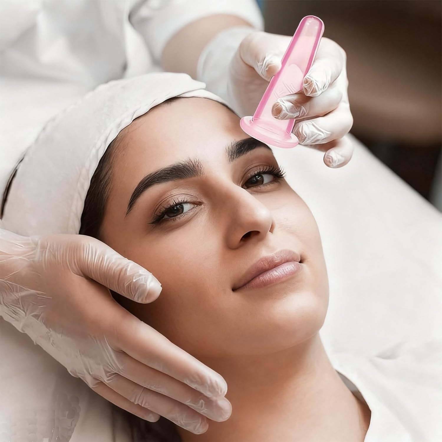 Xlihdzum 4-Piece Facial Cupping Therapy Set - Anti-Cellulite Silicone Vacuum Cups for Face & Eye Massage, Facial Cupping Cups for Beauty/Anti-Aging/Lymphatic Drainage (Pink, 2 Small + 2 Large) image number 2