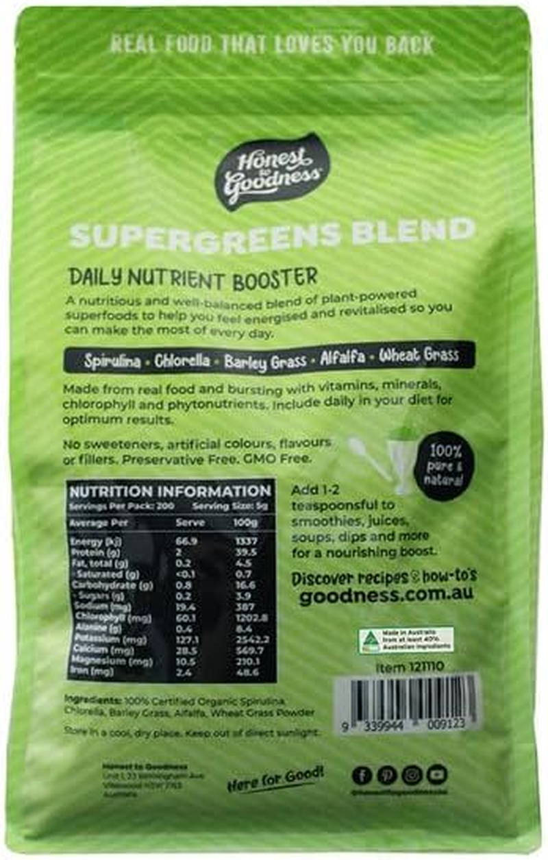 Honest to Goodness Organic Supergreens Blend, 1 Kilogram