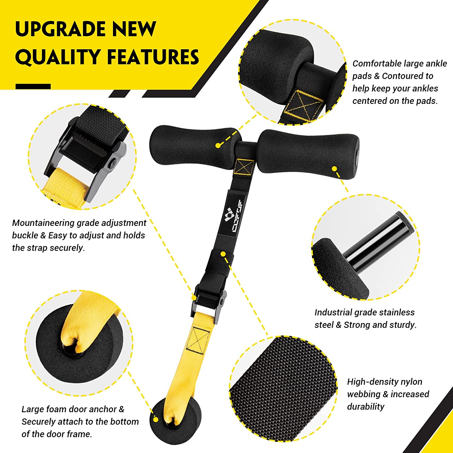 Nordic Hamstring Curl Strap, Nordic Curl Strap Holds 420 Pounds Great for Hamstring Curls, Sit-Ups, Spanish Squats, Ab Workout, 5 Second Setup Nordic Curl Strap Home Fitness Equipment image number 6