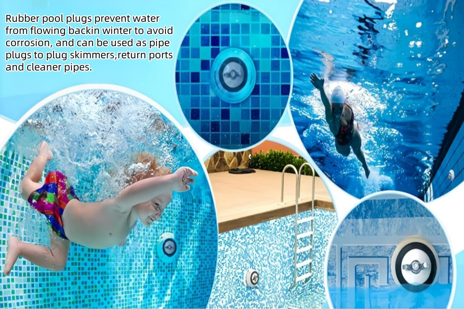 Ljxyloog 4 Pcs Rubber Expansion Winterizing Plug,Swimming Pool Rubber Plug,For Anti-Freezing of Swimming Pool Pipes,Winter for Kitchens,Bathrooms image number 4